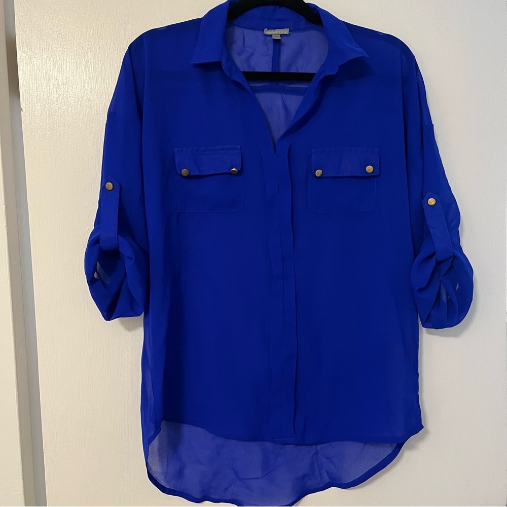 Charlotte Russe blue button down shirt. Size M.